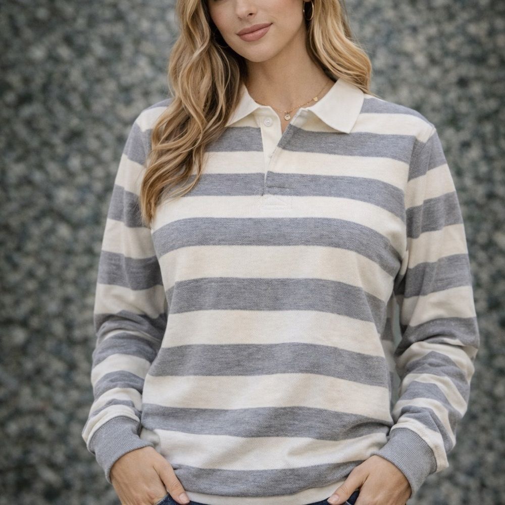 Parke Striped Collared Rugby Pullover